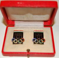 1948. Londoni nyári + St.Moritz-i téli olimpia zománcozott kitűzői egy díszdobozban T:1