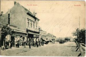 1908 Szolnok, Piac tér, Mautner Arnold üzlete, Könyv és papírkereskedés és könyvnyomda