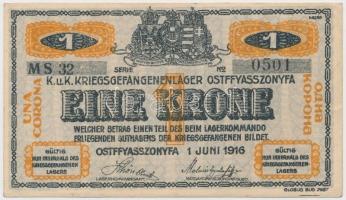 Ostffyasszonyfa / hadifogolytábor 1916. június 1. 1K arab sorozat- és sorszámmal, "MS" jel...