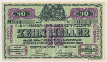 Ostffyasszonyfa / hadifogolytábor 1916. június 1. 10f arab sorozat- és sorszámmal, "MS" je...