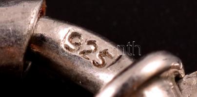 Tekla gyöngysor, ezüst szerelékkel, és ezüst függőkkel, jelzett, h: 43 cm