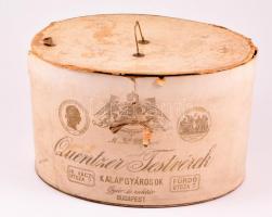 cca 1890 Habig cilinder jó állapotban. Quentzer testvérek kalapgyára papírdobozzal