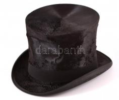 cca 1900 Habig cilinder jó állapotban. Porfi testvérek kalap üzlete a Walesi herceghez, sérült papírdobozzal.