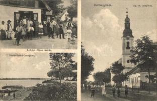 Dunaegyháza, Evangélikus templom, Duna rész komppal, Lukács János üzlete