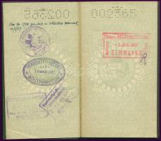 1937 Fényképes magyar útlevél tizenhárom éves tanuló részére, francia, angol, osztrák, csehszlovák b...