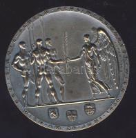 Ausztria 1933. "Berlin-Bécs-Budapest három város nyolcas sportversenye" ezüstözött nagyalakú Br plakett T:1/2