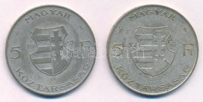1947. 5Ft Ag "Kossuth" (2x) T:2-,3 patina, ph