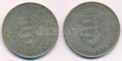 1947. 5Ft Ag "Kossuth" (2x) T:2-,3