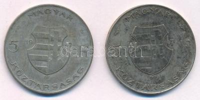 1947. 5Ft Ag "Kossuth" (2x) T:2-,3 patina