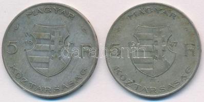1947. 5Ft Ag "Kossuth" (2x) T:3