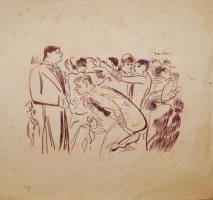 Vértes jelzésű rajz, tus, papír 27x26cm