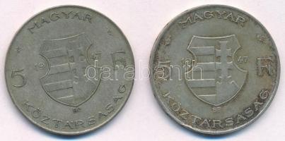 1947. 5Ft Ag "Kossuth" (2x) T:2-,3 ph