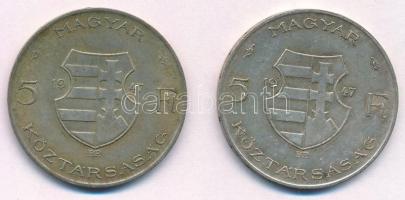 1947. 5Ft Ag "Kossuth" (2x) T:2-,3 patina