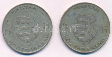 1947. 5Ft Ag "Kossuth" (2x) T:2-,3 patina