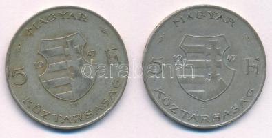 1947. 5Ft Ag "Kossuth" (2x) T:2-,3 ph