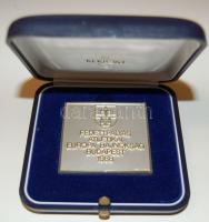 1988. "Fedettpályás Atlétikai EB Budapest" szögletes díjérem eredeti díszdobozban. Szign:Bertoni-Milánó T:1