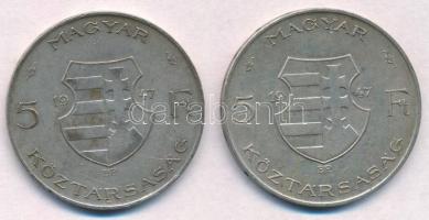 1947. 5Ft Ag "Kossuth" (2x) T:2- ph