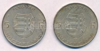1947. 5Ft Ag "Kossuth" (2x) T:2- kis ph