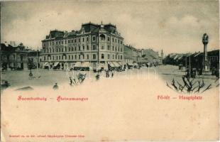 1900 Szombathely, Fő tér, Városi bérpalota, Szentháromság szobor (Rb)