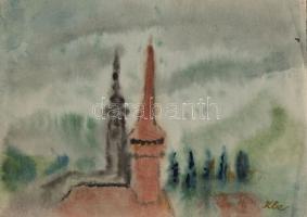 Klie Zoltán? (1897-1992): Templomtornyok; szignált akvarell, papír 30x21cm