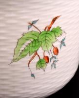 Herendi csipkebogyó mintás kaspó, kézzel festett, jelzett, hibátlan, m:13 cm, d:19 cm