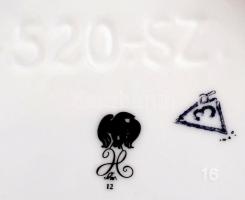 Hollóházi Szász Endre által tervezett mintával díszített váza, jelzett, matricás, kopás nyomokkal,  ...