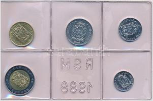 San Marino 1988. 1L-1000L (10xklf) forgalmi sor, dísztokban, tanúsítvánnyal, közte 1988. 1000L Ag &q...
