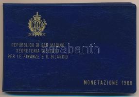 San Marino 1988. 1L-1000L (10xklf) forgalmi sor, dísztokban, tanúsítvánnyal, közte 1988. 1000L Ag &q...