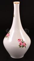 Hollóházi rózsás váza, jelzett, matricás, hibátlan, m: 26 cm