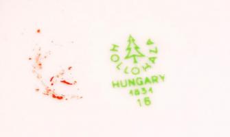 Hollóházi rózsás "márvány" váza, matricás, jelzett, hibátlan, m: 25,5 cm