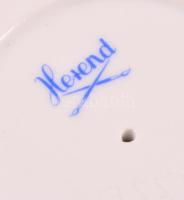 Herendi csipkebogyó mintás halas kínáló, kézzel festett, jelzett, apró kopás nyomokkal, m:10 cm, d:1...