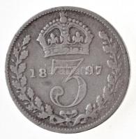 Nagy-Britannia 1897. 3p Ag "Viktória" T:3 
Great Britain 1897. 3 Pence Ag "Victoria&...