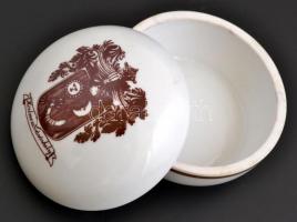 Alföldi porcelán bonbonier Hódmezővásárhely címerével, matricás, jelzett, kis kopásnyomokkal, d: 9 c...