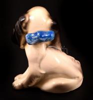 Spániel, mázas festett kerámia, jelzés nélkül, máz hibával,m:13 cm