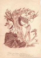 Humoros rajz Sebők jelzéssel tus, papír 21x30cm