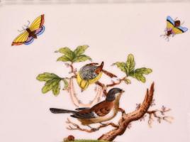 Herendi Rotschild mintás, áttört szélű tál, kézzel festett, jelzett, hibátlan, 18×18 cm