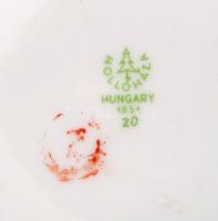 Hollóházi lábas tálka, matricás, jelzett, apró kopás nyomokkal, d: 12 cm