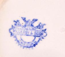 Villeroy&Boch virág mintás, máz alatti festéssel, jelzett, repedésekkel, d:25 cm, m:20 cm