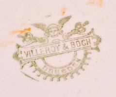 Villeroy&Boch hagyma mintás csontos tányér, 6 db, máz alatti kézzel festett, máz hibákkal, jelze...