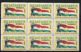 Amerikai Magyar Szövetsége 1956-os propaganda levélzáró kilencestömb