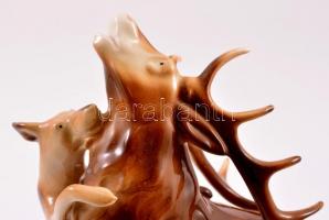 Lippelsdorf vadász jelenet, kézzel festett, jelzett, apró kopás nyomokkal, 22×17 cm