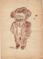 Szigethy István (1891-1966): Színész karikatúra; szignált; akvarell, papír 21x29cm