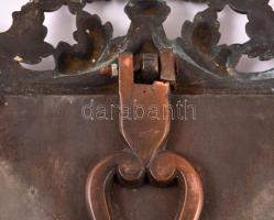 Bronzírozott öntöttvas asztali képkeret. kitámasztó láb egyik fenti csapja törött 44 cm