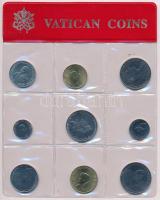 Vatikán 1976-1991. 10L-200L (9xklf) érme szett fólia tokban T:1 Vatican 1976-1991. 10 Lire - 200 Lire (9xdiff) coin set in foil packing C:UNC