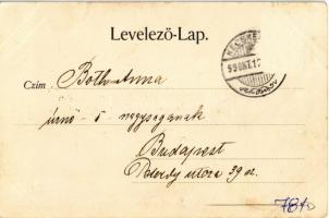 1899 Kecskemét, Fő tér piaccal, templom, városháza, Gyenes S. és fiai üzlete (Rb)