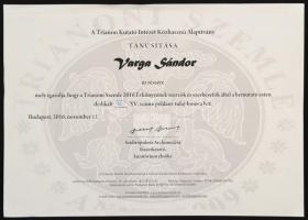 Trianoni Szemle évkönyv. VIII. évf. 2016. Szerk.: Szidiropulosz Archimédesz. Bp.,2016, Trianon Kutat...