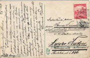 1917 Kaposvár, Erzsébet utca, templom, lovaskocsik, utcai piaci árusok, magyar zászló, drogéria, üzl...