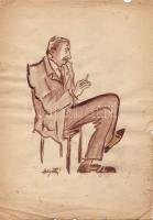 Szigethy István (1891-1966): Színész karikatúra; szignált; akvarell, papír 21x29cm (apró szakadások)