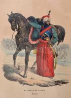 Hippolyte Belandé: Napoleon kori uniformisok. 5 db színes rotációs fametszet üvegezett keretben .26x...