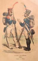 Hippolyte Belandé: Napoleon kori uniformisok. 5 db színes rotációs fametszet üvegezett keretben .26x...